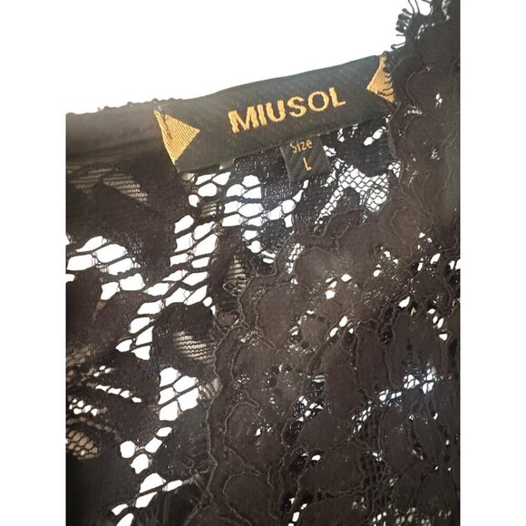 Miusol Long Black Lace Bodice Full Skirt Formal Dress Size Large - Picture 4 of 7